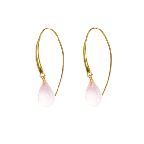 reringe i Forgyldt Sterlingslv med Rosa kvarts i str.12x8mm