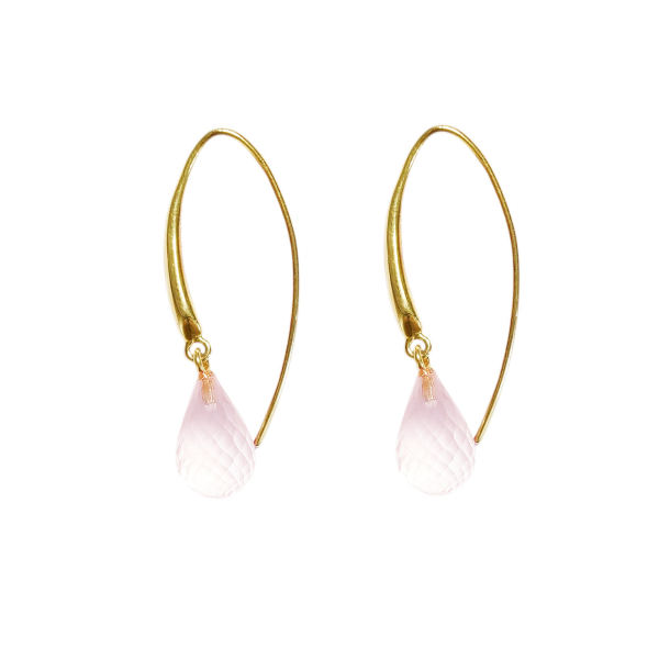 reringe i Forgyldt Sterlingslv med Rosa kvarts i str.12x8mm