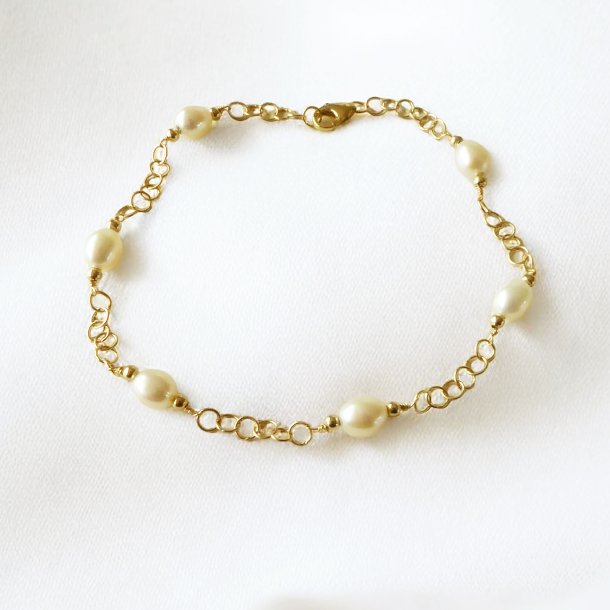 14K Bracelet &amp; Necklace w.White Fresh Waterpearls