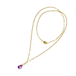 18kt halskde med Ametyst og Ferskvandsperle
