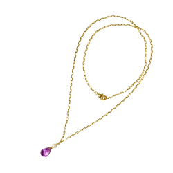 9kt halskde med Ametyst og Ferskvandsperle