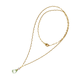 18kt halskde med Grn Ametyst &amp; Ferskvandsperle