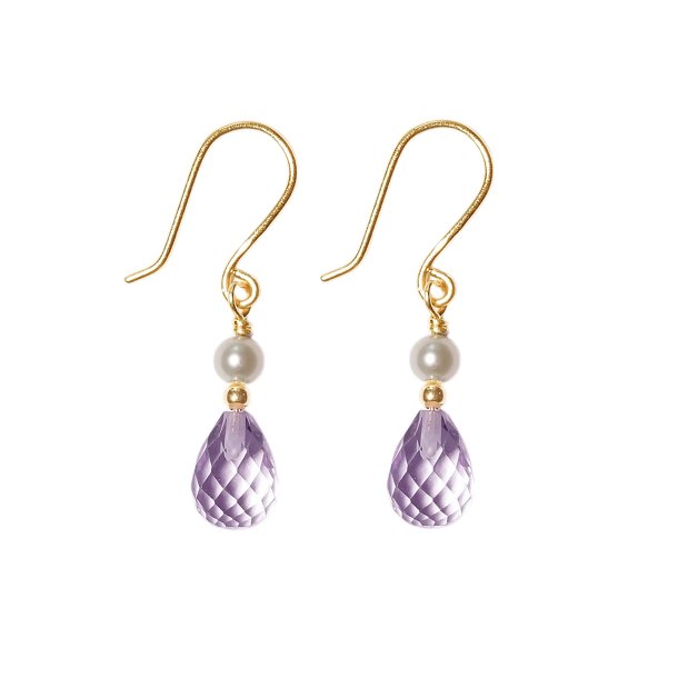 14kt reringe med pink ametyst &amp; ferskvandsperle