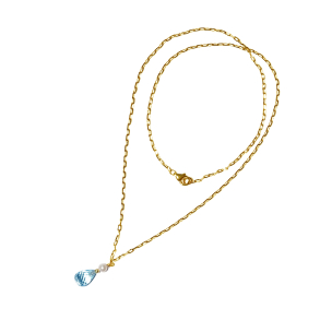 9kt halskde med Topas & Ferskvandsperle