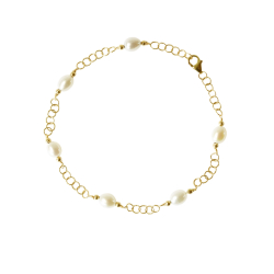 14kt armbnd &amp; halskde med Hvide Ferskvandsperler