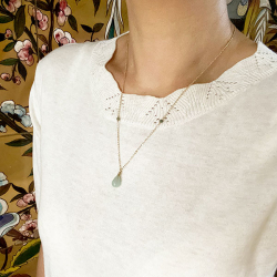 Halskde i Forgyldt Sterlingslv med Akvamarin