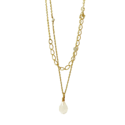 Halskde i Forgyldt Sterlingslv med Bjergkrystal 