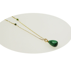 Halskde i Forgyldt Sterlingslv med Malakit 