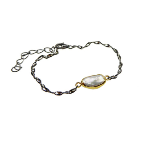 Armbnd eller Halskde med Barok Ferskvandsperle & Sterlingslv i flere farver.