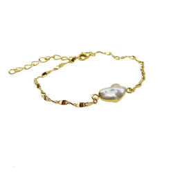 Armbnd  eller Halskde med Barok Ferskvandsperle &amp; Forgyldt Sterlingslv