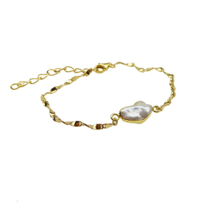 Armbnd  eller Halskde med Barok Ferskvandsperle & Forgyldt Sterlingslv