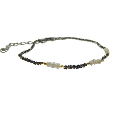 Armbnd &amp; Halskde m.Grhvide Rdiamanter &amp; Oxideret/Forgyldt Sterlingslv