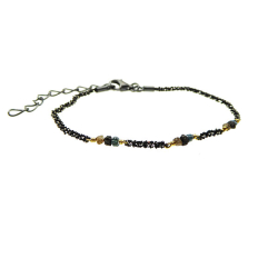 Armbnd &amp; Halskde m.Multi farvede Rdiamanter &amp; Oxideret/Forgyldt Sterlingslv