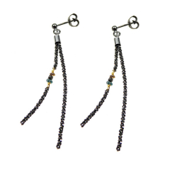 reringe m.Multi Farvede R diamanter Oxyideret/forgyldt Sterlingslv