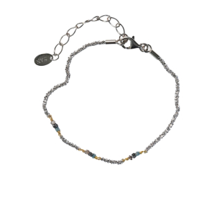 Armbnd eller Halskde m.Multi Farvede Rdiamanter & Rhodineret/Forgyldt Sterlingslv