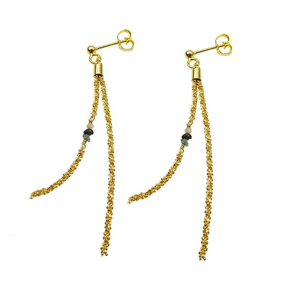 Earrings - Goldplated w.Raw Diamonds - multi colour