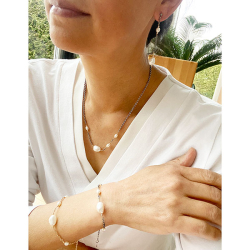 Armbnd eller Halskde - Forgyldt Sterlingslv m.Ferskvandsperler