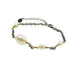 Armbnd &amp; halskde i sterlingslv med 14kt guld &amp; ferskvandsperler