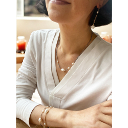 Armbnd &amp; halskde i sterlingslv med 9kt guld &amp; ferskvandsperler