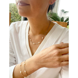 Armbnd eller halskde i Sterlingslv m.14kt guld &amp; ferskvandsperler