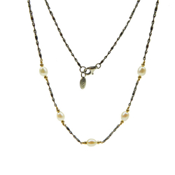 Armbnd eller Halskde - Forgyldt Sterlingslv med Ferskvandsperler