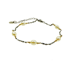 Armbnd &amp; halskde i sterlingslv med 9kt guld &amp; ferskvandsperler