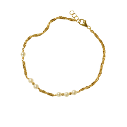 14kt armbnd og halskde med Hvide Ferskvandsperler