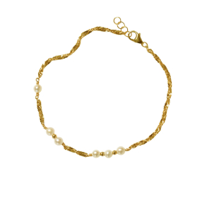 14kt armbnd eller halskde med Hvide Ferskvandsperler