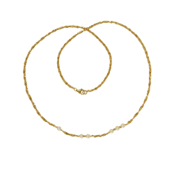 18kt armbnd og halskde med Hvide Ferskvandsperler