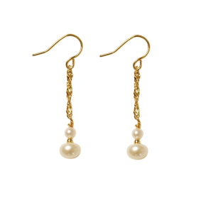 18kt reringe med Hvide Ferskvandsperler