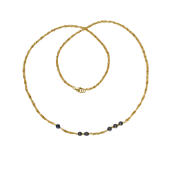 9kt armbnd og halskde med Sorte Ferskvandsperler