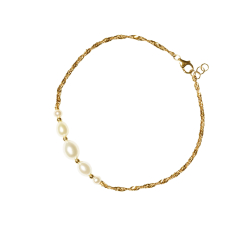 Armbnd i 9kt singapore kde med ferskvandsperler