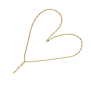 Halskde i 9kt singapore kde med ferskvandsperler og citrin