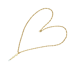 Halskde i 9kt singapore kde med ferskvandsperler og topas