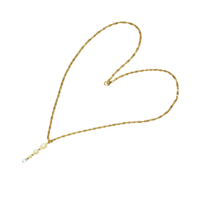Halskde i 9kt singapore kde med ferskvandsperler og topas