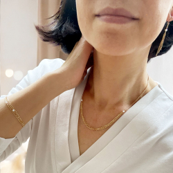 14kt armbnd i 3 rkker med Hvide Ferskvandsperler