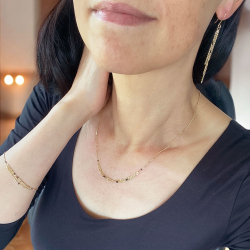 Armbnd eller halskde i 14kt guld med Facetterede Diamanter