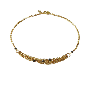 Armbnd & halskde i 18kt guld med Facetterede Sorte Diamanter