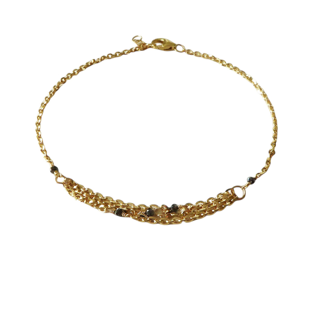 Armbnd &amp; halskde i 18kt guld med Facetterede Sorte Diamanter