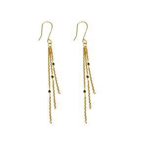 reringe i 14kt guld & Facetterede Sorte Diamanter