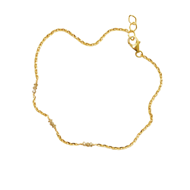Armbnd &amp; halskde i 14kt guld med Facetterede Antracit Diamanter
