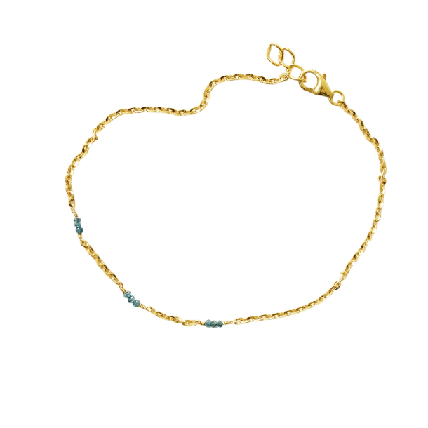 Armbnd &amp; halskde i 18kt guld med Facetterede Grn/Bllige Diamanter