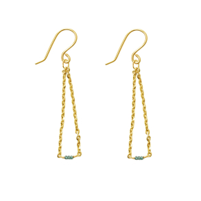 reringe i 14kt guld & Facetterede Grn/Bllige Diamanter