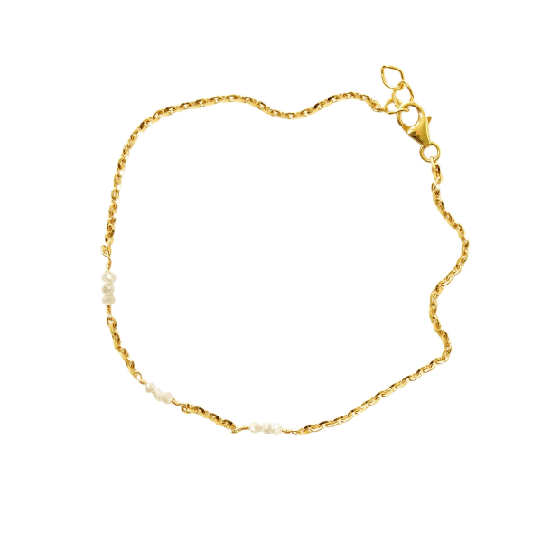 Armbnd &amp; halskde i 14kt guld med Facetterede Hvide Diamanter