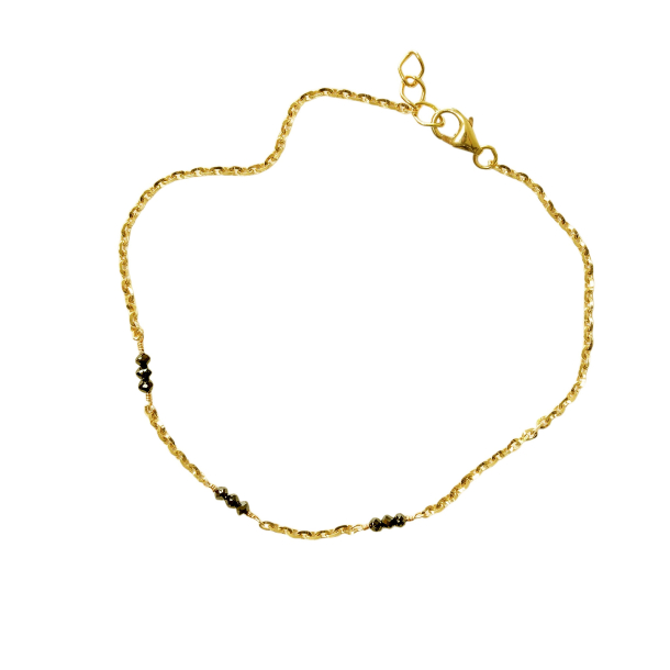 Armbnd &amp; halskde i 18kt guld med Facetterede Sorte Diamanter
