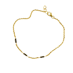 Armbnd eller halskde i 14kt guld med Facetterede Sorte Diamanter