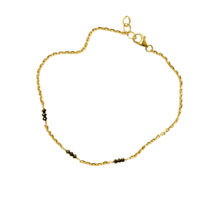 Armbnd eller halskde i 14kt guld med Facetterede Sorte Diamanter