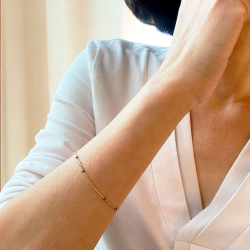 Armbnd eller halskde i 14kt Rdguld &amp; hHidguld med Facetterede Sorte Diamanter