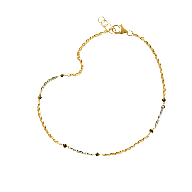 Armbnd &amp; halskde i 14kt Rdguld &amp; hHidguld med Facetterede Sorte Diamanter