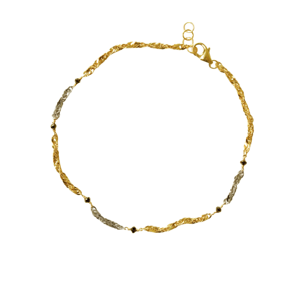 Armbnd &amp; halskde i 18kt Rdguld &amp; Hvidguld med Facetterede Sorte Diamanter